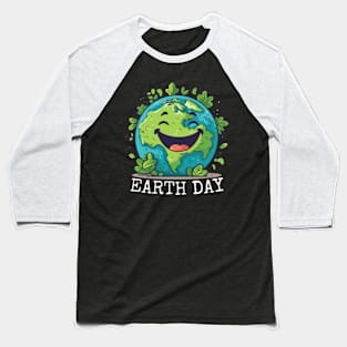 Happy Earth Day 2024 Cute Smile Earth Day Kids Boys Girl Baseball T-Shirt